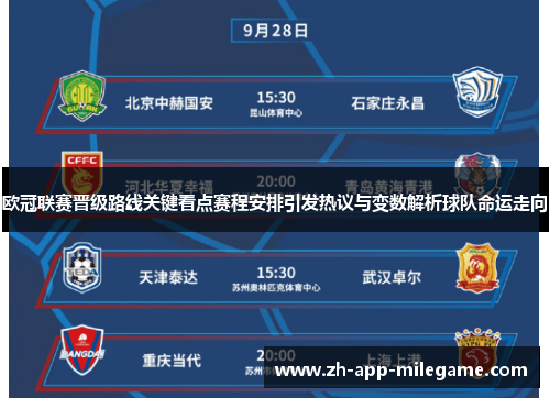 欧冠联赛晋级路线关键看点赛程安排引发热议与变数解析球队命运走向